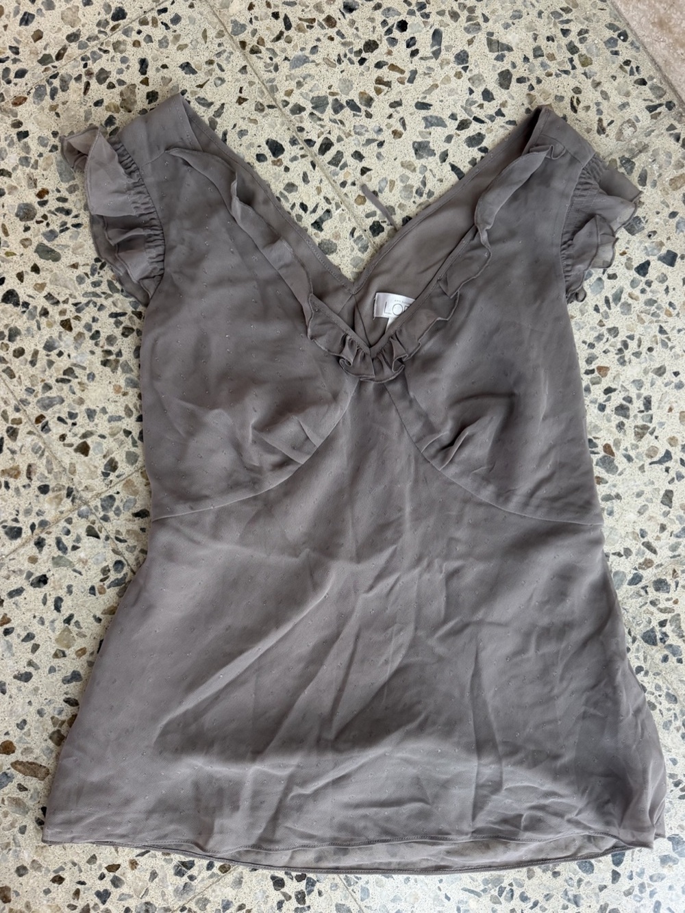 Loft Ruffle Sleeve Blouse in Gray Size Large